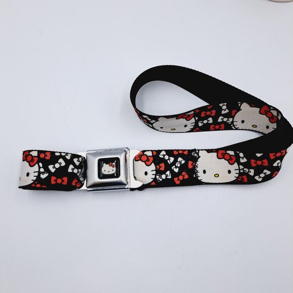 Rare Buckle-Down Seatbelt Sanrio Hello Kitty Bows Women’s Black Adjustable Belt - Picture 1 of 10